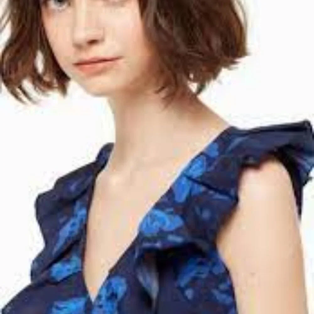Kate Spade Hibiscus Ruffle V-Neck Dress